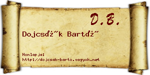 Dojcsák Bartó névjegykártya